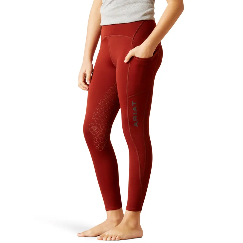 Ariat Youth Venture Thermal Half Grip Tights - Fired Brick