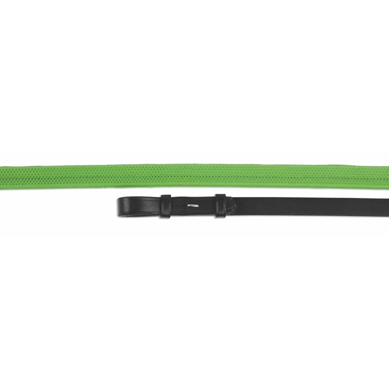 Velociti Nylon Insert Rubber Grip Reins 5/8 inchx54 inch Black/Green