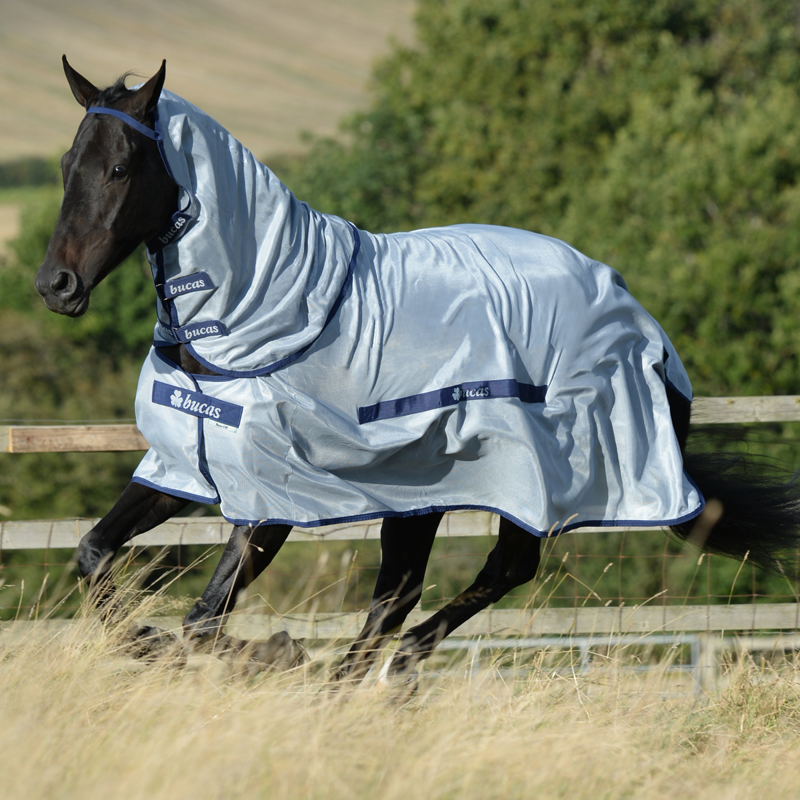 Bucas Buzz-Off Detachable Neck Fly Rug - Blue-1