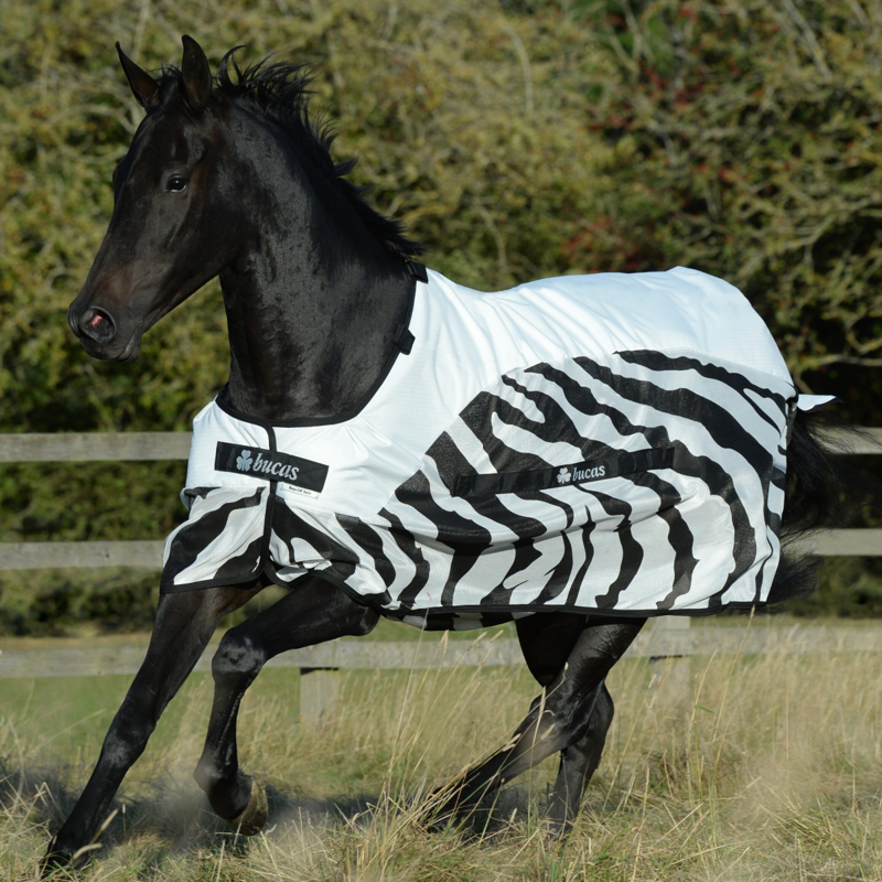 Bucas Buzz-off Rain Detachable Neck Waterproof Fly Rug - Zebra-2