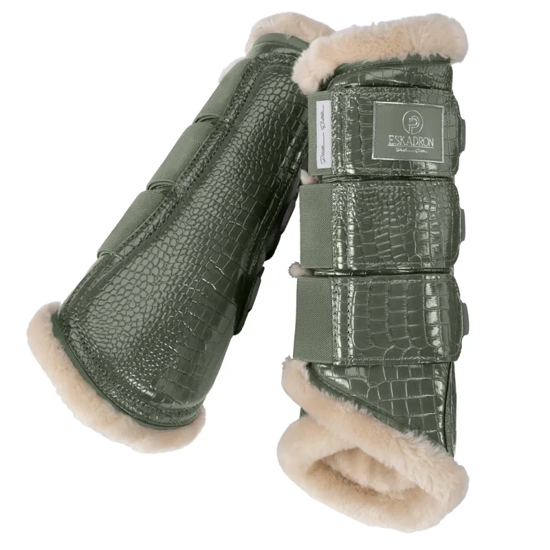 Eskadron Croco Faux Fur Tendon Boots Platinum AW22 - Ash Green