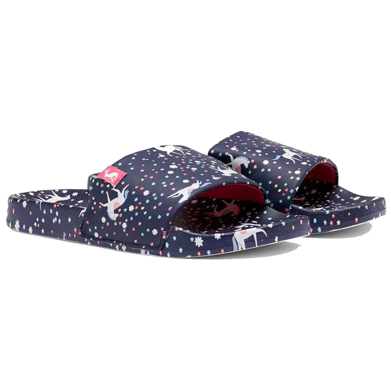 Joules Jnr Poolside Printed Slider -Navy Horse