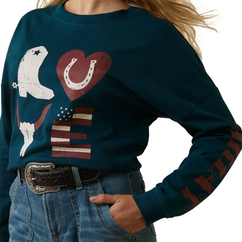 Ariat Woman's Love Oversized Tee - Reflecting Pond-2