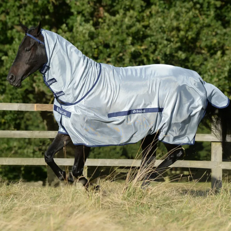 Bucas Buzz-Off Full Neck Fly Rug - Silver/Blue