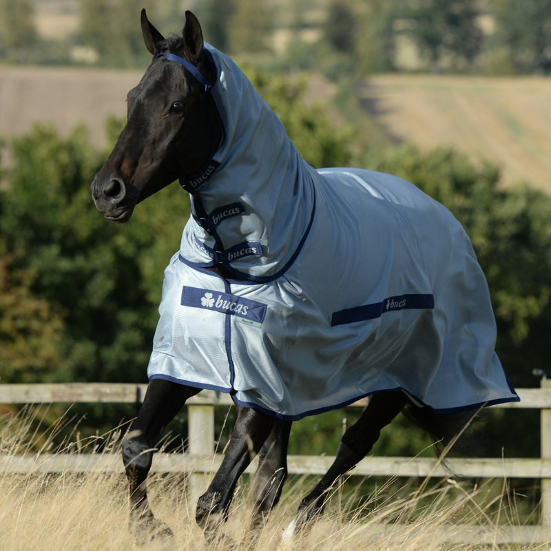 Bucas Buzz-Off Full Neck Fly Rug - Silver/Blue-1