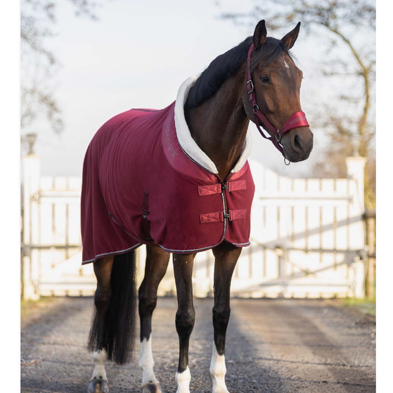 QHP Gloss Fleece Rug - Burgundy-1