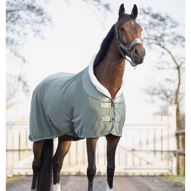 QHP Gloss Fleece Rug - Olive-1