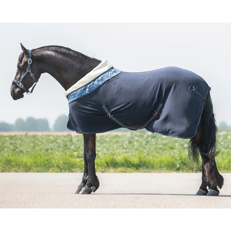 QHP Lily Fleece Rug - Navy-1