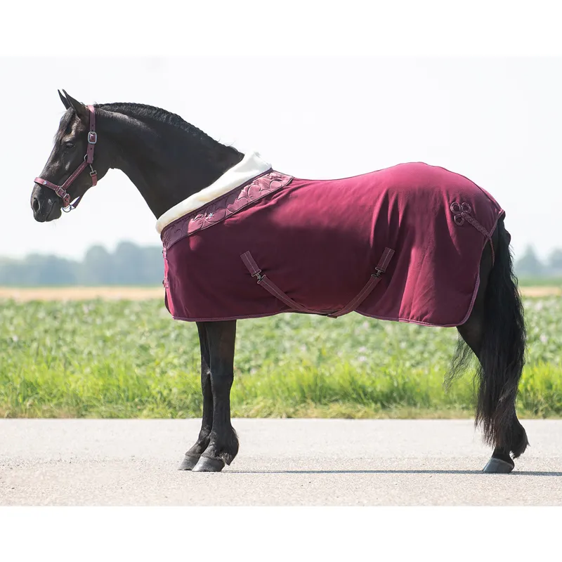 QHP Lily Fleece Rug - Burgundy-1