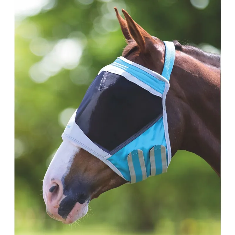 Shires Fine Mesh Earless Fly Mask - Teal