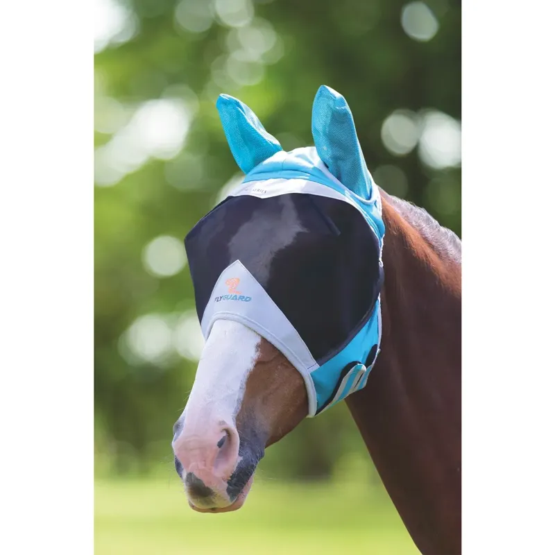 Shires Fine Mesh Fly Mask with Ears - Teal
