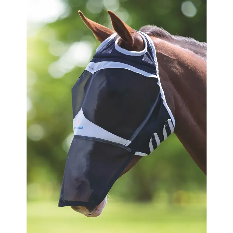Shires Fine Mesh Fly Mask with Ear Holes and Nose - Black
