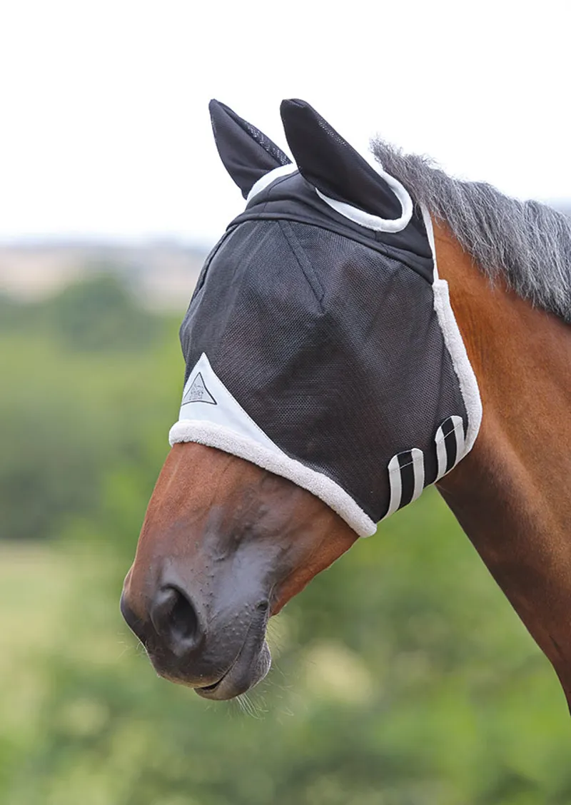 Shires Field Durable Fly Mask With Ears - Black