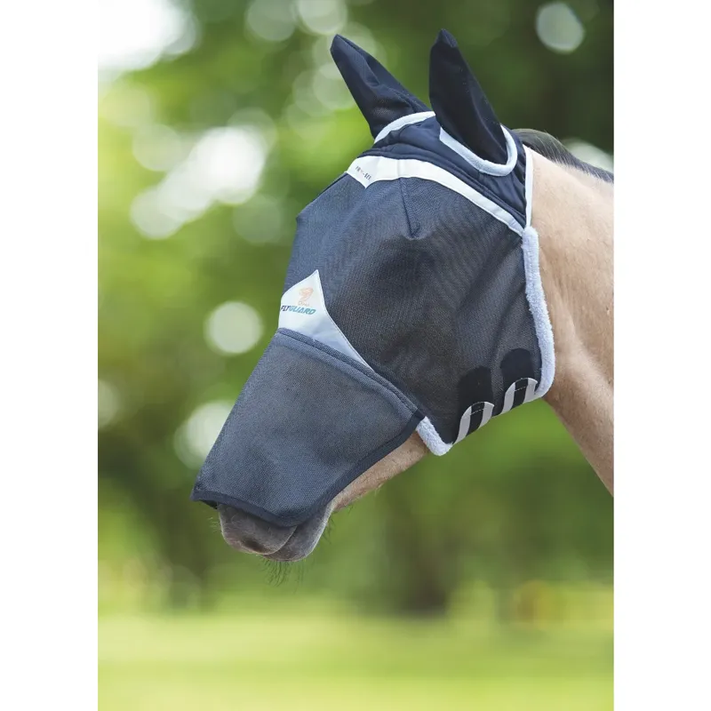 Shires Field Durable Fly Mask with Ears and Nose - Black