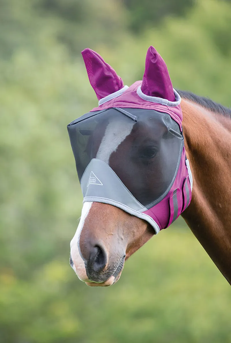 Shires Deluxe Fly Mask With Ears In Burgundy