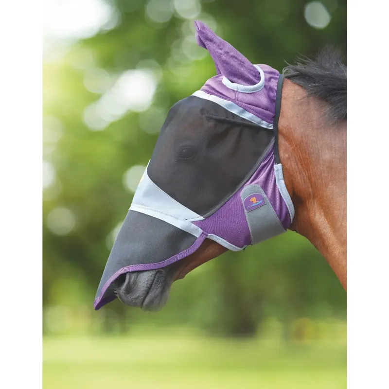 Shires Deluxe Fly Mask With Ears and Nose - Purple