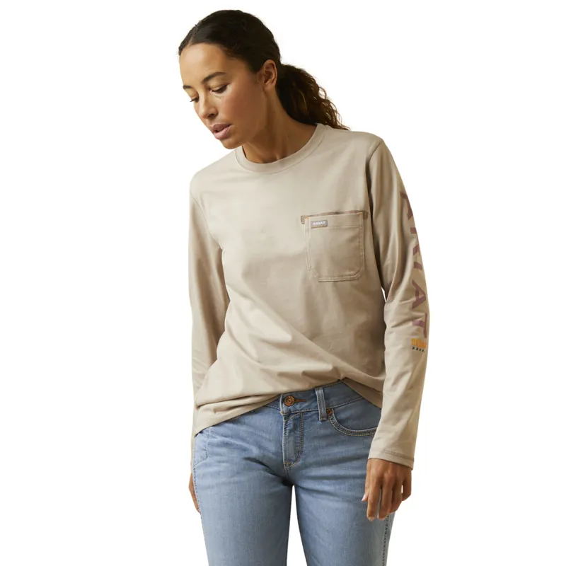 Ariat Women's Rebar Workman Logo T-Shirt - String Heather Nostalgia Rose