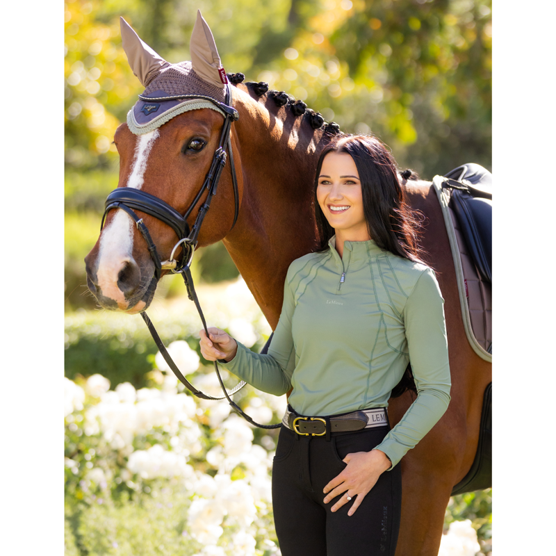 LeMieux Mia Mesh Long Sleeve Base Layer - Thyme-6