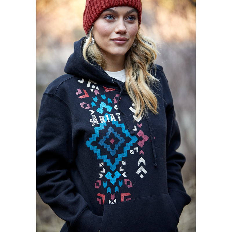 Ariat Women's Real Geo Hoodie - Black-3