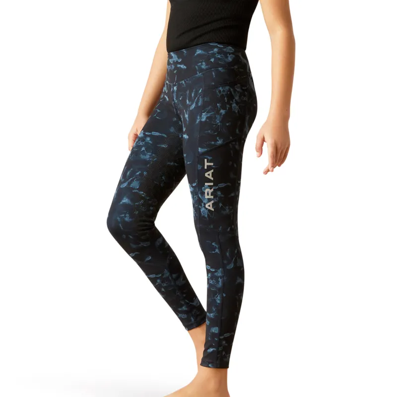 Ariat Youth Eos Print Full Seat Tights - Stormy Skies