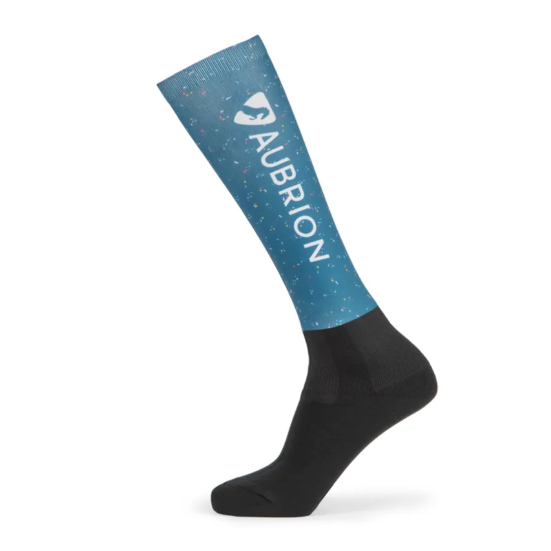 Aubrion Hyde Park Cross Country Socks - Teal Ditsy