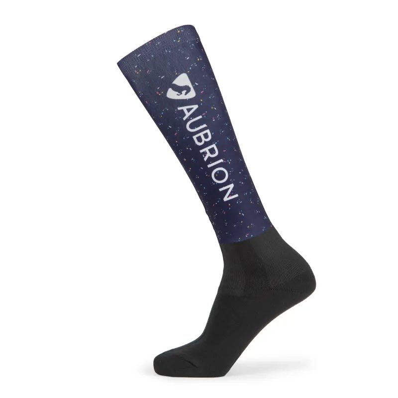 Aubrion Young Rider Hyde Park Cross Country Socks - Navy Ditsy