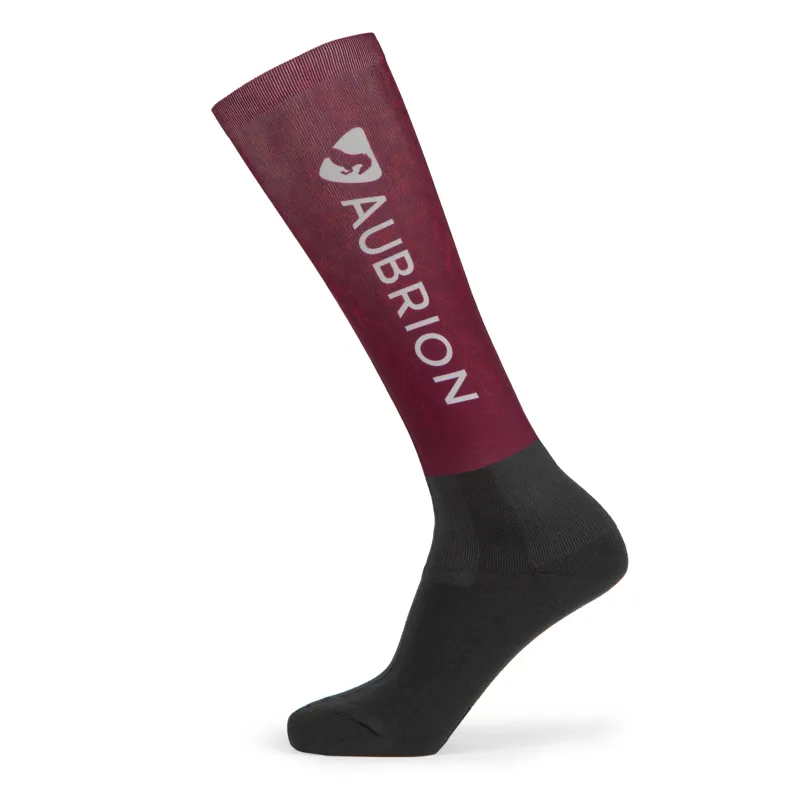 Aubrion Young Rider Hyde Park Cross Country Socks - Red Leaf