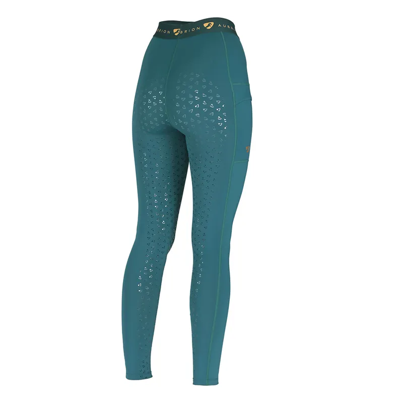 Aubrion Young Rider Dutton Riding Tights - Dark Green-2