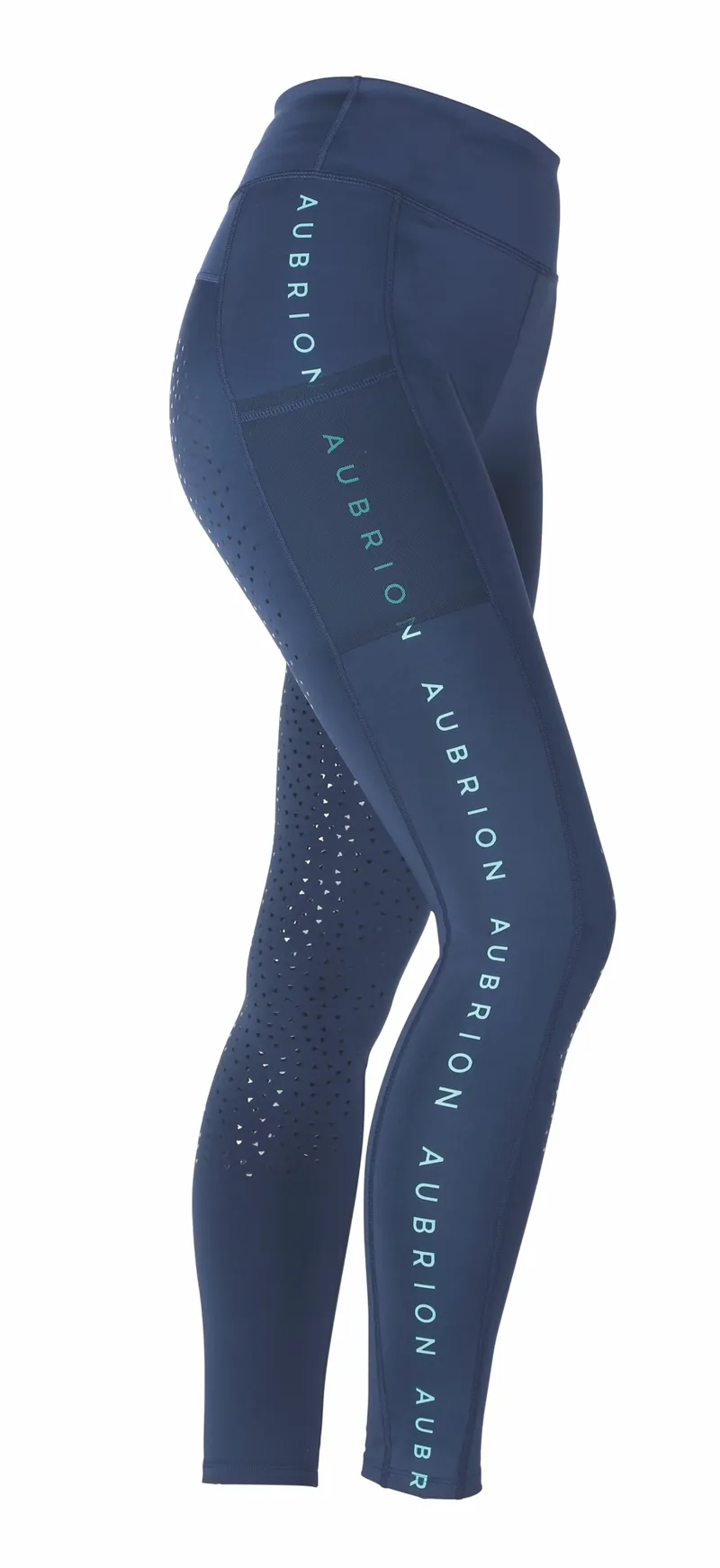 Aubrion Brook Logo Girls Riding Tights - Blue