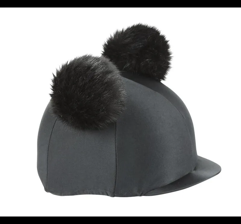 Shires One Size Double Pom Pom Hat Cover In Black