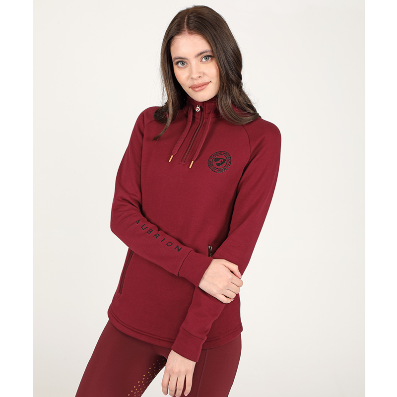 Aubrion Elm Half Zip Sweatshirt - Wine-3