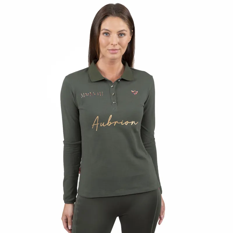 Aubrion Team Long Sleeve Polo - Khaki