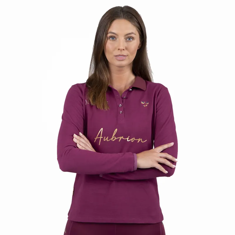 Aubrion Team Long Sleeve Polo - Mulberry