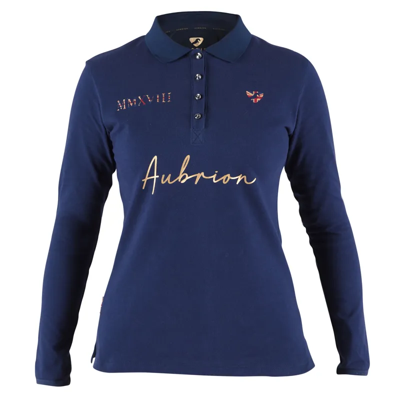 Aubrion Team Long Sleeve Polo - Navy Blue