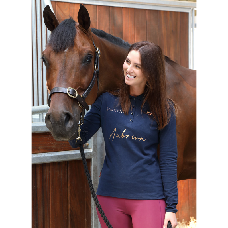 Aubrion Team Long Sleeve Polo - Navy Blue-2