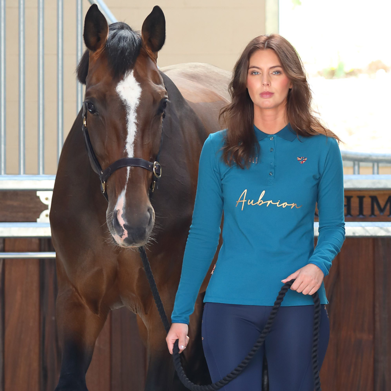 Aubrion Team Long Sleeve Polo - Teal-2