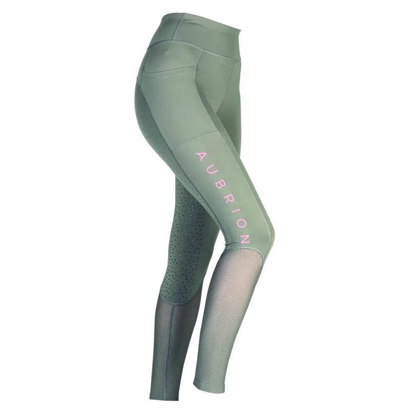 Aubrion Rhythm Mesh Riding Tights - Olive