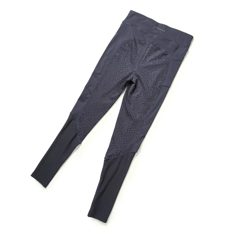 Aubrion Young Rider Rhythm Mesh Riding Tights - Navy