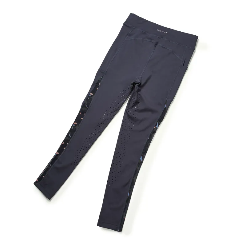 Aubrion Young Rider Rhythm Riding Tights - Navy-1