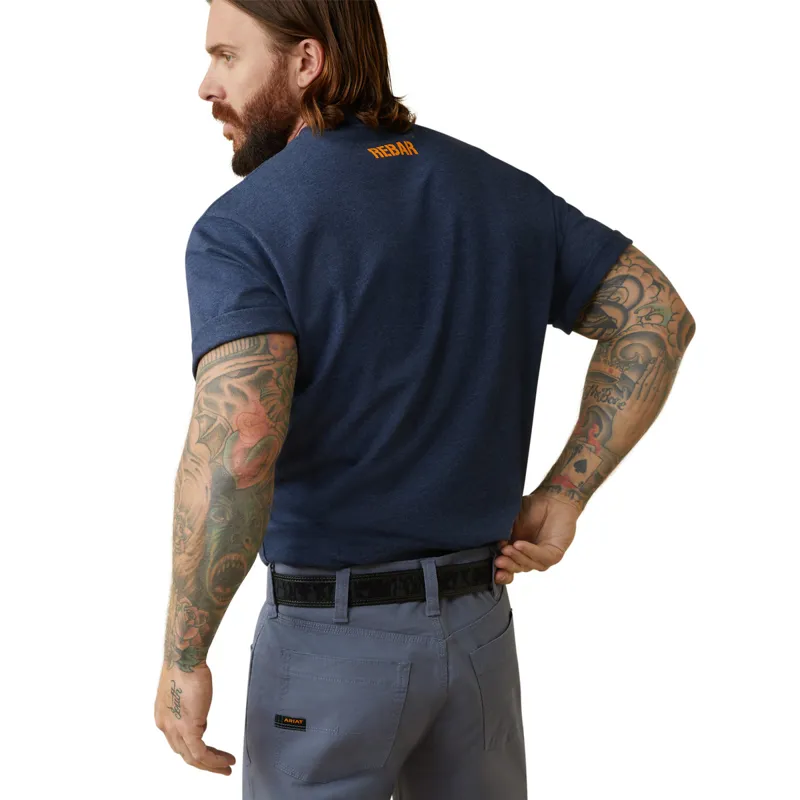 Ariat Men's Rebar Cotton Strong Block T-Shirt - Navy Heather/Lime-1
