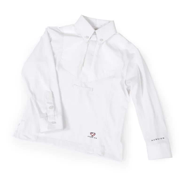 Aubrion Kids Long Sleeve Tie Shirt in White
