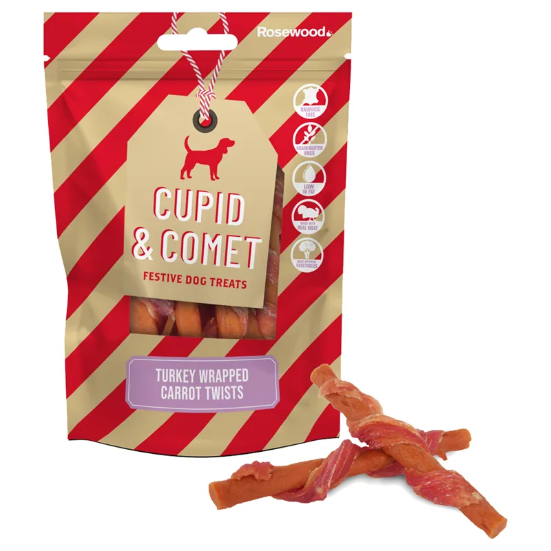 Rosewood Turkey Wrapped Carrot Twists Dog Treats - 100g