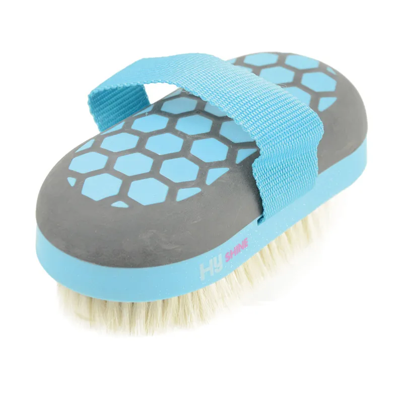 Hy Equestrian Glitter Body Brush Goat Hair - Navy/Blue