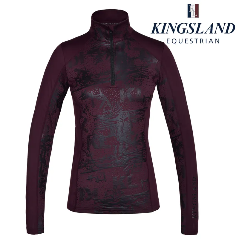 Kingsland KLmaya Ladies Printed Training Shirt With 1/2 Zip - Red Fudge