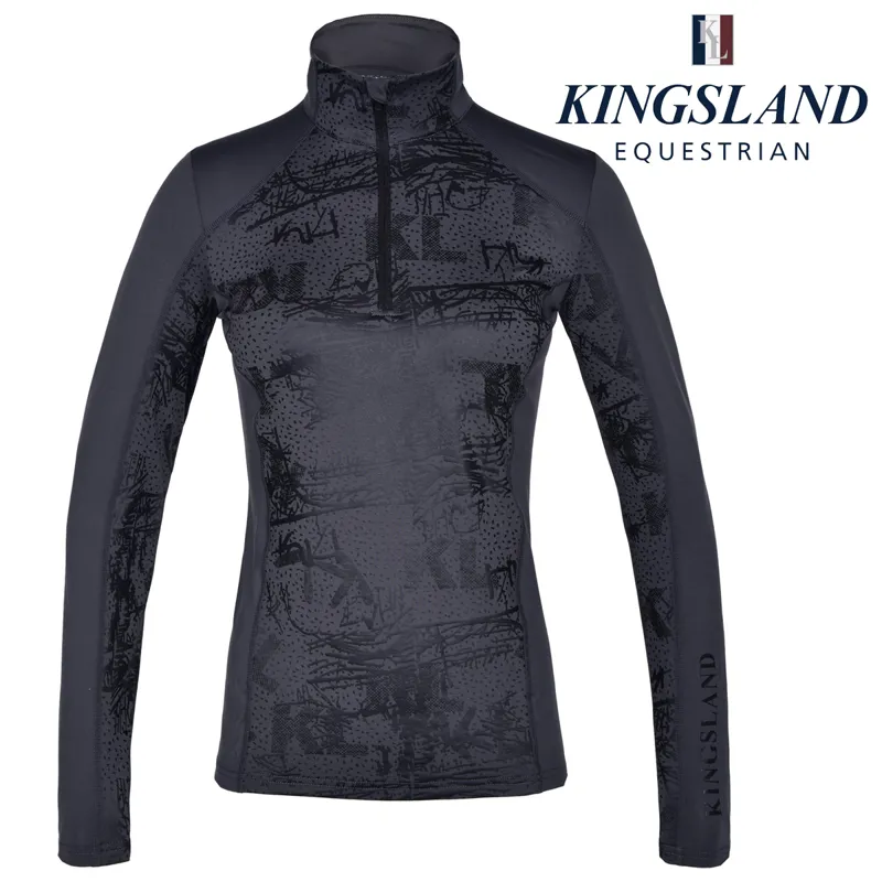 Kingsland KLmaya Ladies Printed Training Shirt With 1/2 Zip - Grey Asphalt
