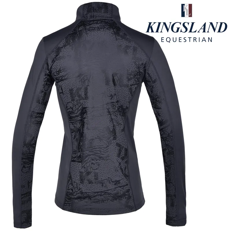 Kingsland KLmaya Ladies Printed Training Shirt With 1/2 Zip - Grey Asphalt-1