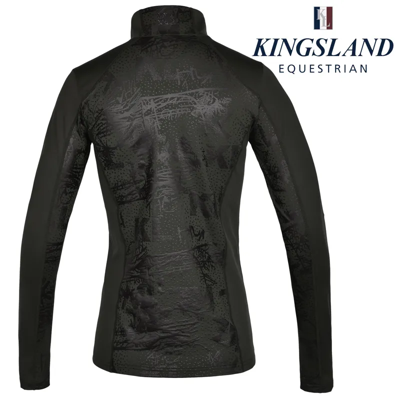 Kingsland KLmaya Ladies Printed Training Shirt With 1/2 Zip - Green Belgua-1