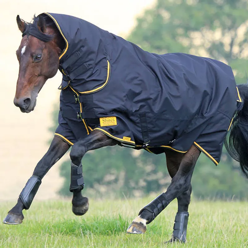 Shires Tempest Original 100g Combo Turnout Rug - Black With Gold