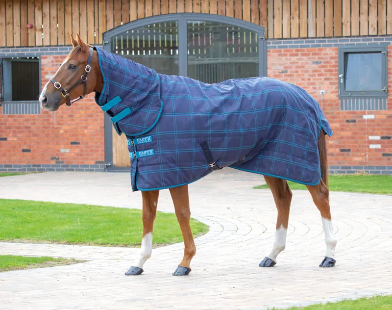 Shires Tempest Original 100 Stable Combo Rug - Navy/Blue Check 