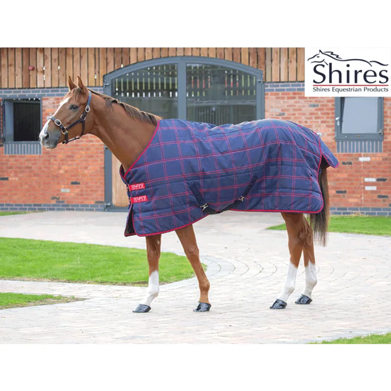 Shires Tempest PLUS 1200 Denier 200g Stable Rug - Navy/Red Check-1